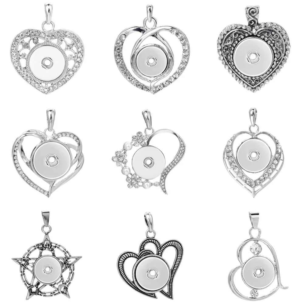 

Новинка ожерелье с подвеской Стразы ожерелье с подвеской в форме сердца подходит для 18 мм кнопки модные застежки ювелирные изделия подвеск...