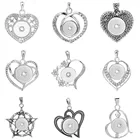 Новинка ожерелье с подвеской Стразы ожерелье с подвеской в форме сердца подходит для 18 мм кнопки модные застежки ювелирные изделия подвеска в форме сердца