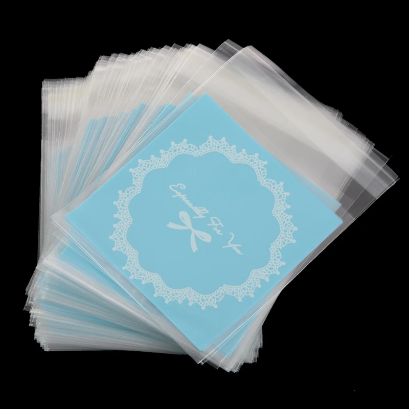 

200Pcs Lovely Cute Bowknot Opp Self Adhesive Cookie Bakery Candy Biscuit Roasting Treat Gift Diy Plastic Bag 10x10Cm - 100Pcs Li