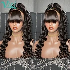 Парик-волна с челкой 13*4, парик с фронтальной сеткой, предварительно выщипанные Детские волосы, бразильские волосы, парики для черных женщин, можно сделать булочку VICI