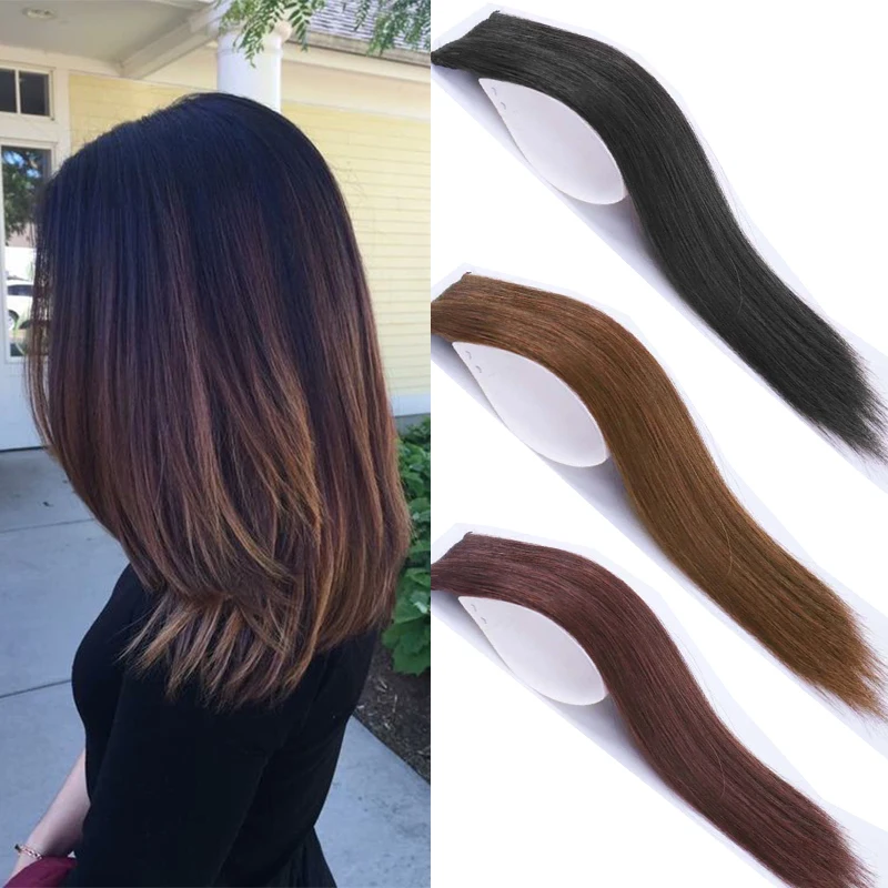 

PAGEUP Synthetic Hair Pads Invisable Seamless Clip In Hair Extension Hair Piece Lining of Natural Hair Top Side Cover Hairpiec