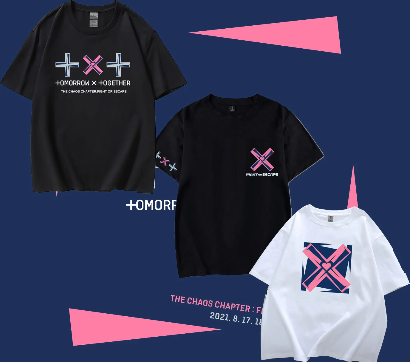 

TXT FIGHT OR ESCAPE Album Logo T-shirt Summer TOMORROW X TOGETHER short sleeve T-shirt Unisex summer Casual Tee