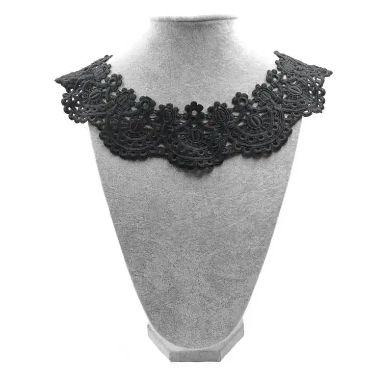 Black 1 пара органзы вышитые крылья кружева вышивка патчи DIY кружевной воротник декольте украшения товары для шитья и рукоделия - Цвет: Black