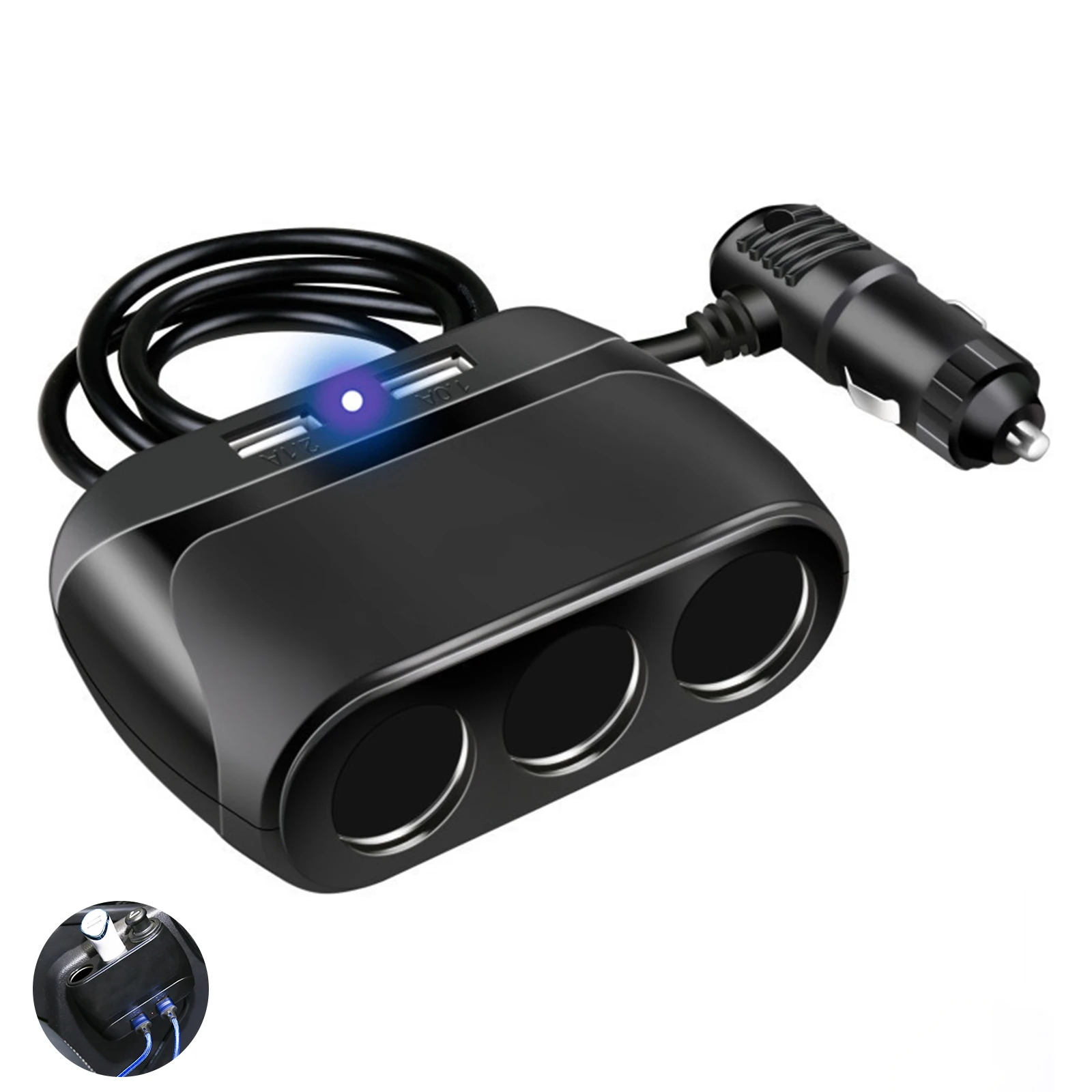 

New Car Cigarette Lighter Huge Power Dual Contact Port Adapter Vehicle Power Splitter Charger Lighter for 12-24V Car Vehicle
