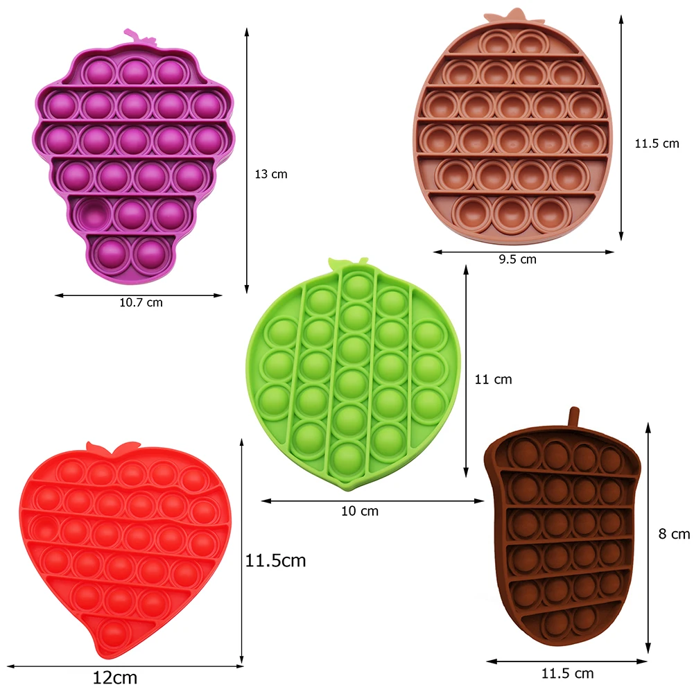 

Fidget Reliver Stress Toys Rainbow Push It Bubble Antistress Sensory Toy fruit push Bubble Decompression toy