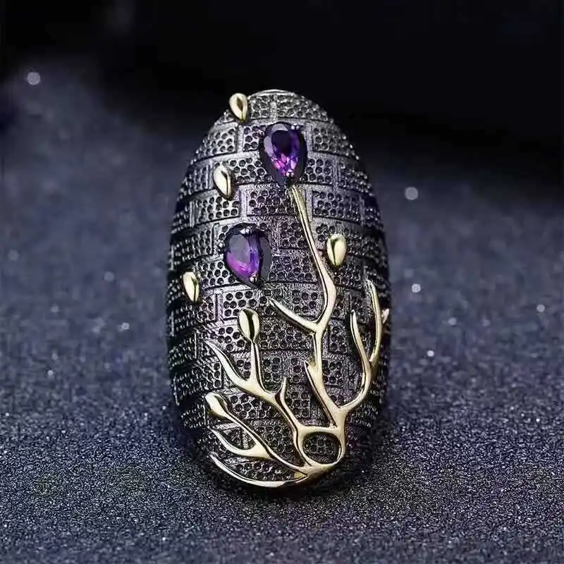 

New Hot-selling Fashion Creative Tree Artistic Conception Ring Ladies Ring European And American Wild Exaggerated Ring