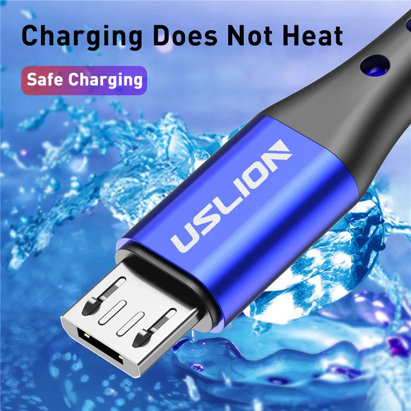 USLION Micro USB кабель для быстрой зарядки Samsung S7 Xiaomi Android Redmi Note 5 Pro Кабель передачи