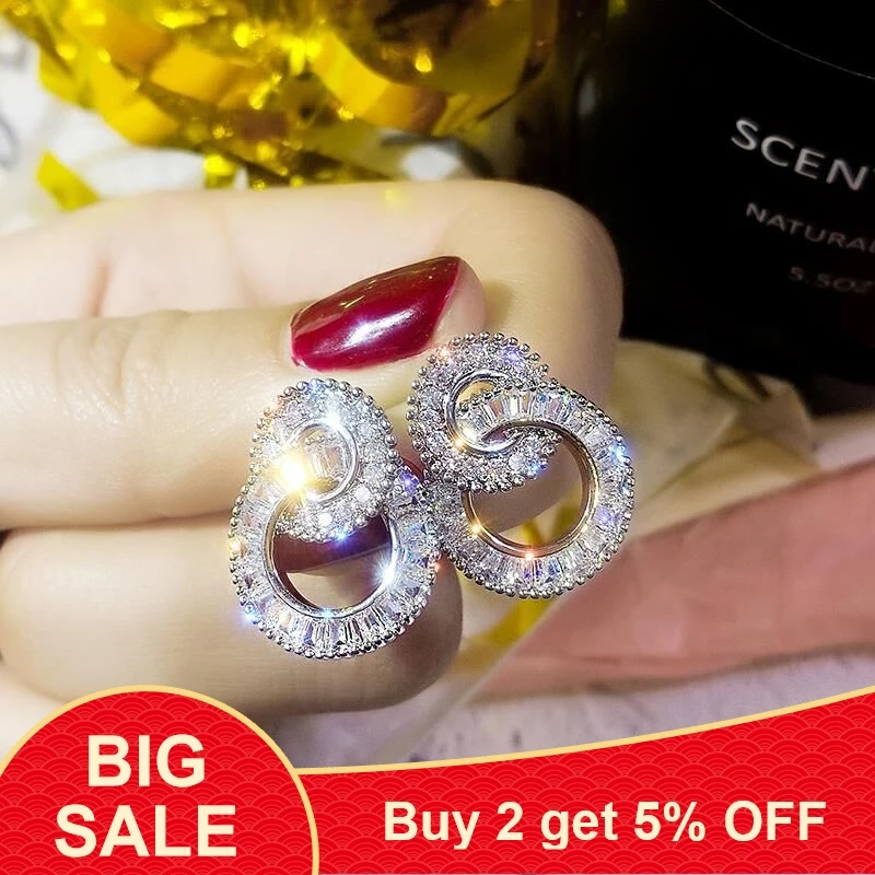 Роскошные серьги подвески из серебра 925 пробы с фианитами|Серьги-подвески| |