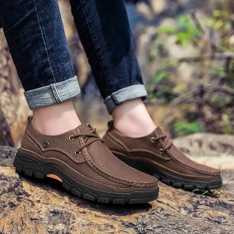 Online Hakiki Deri Erkek Ayakkabısı Lace Up El Dikiş Adam Rahat Ayakkabılar Welt Dikiş Loafer'lar Daireler Erkek Günlük Ayakkabı Erkek Ayakkabı