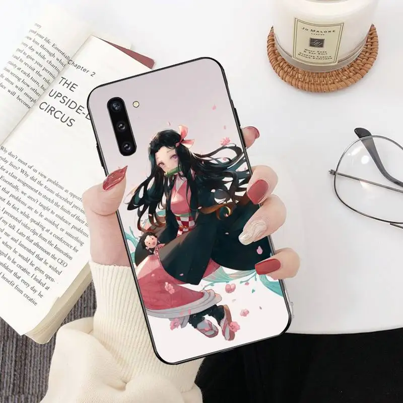 PENGHUWAN Demon Slayer Nezuko Anime Black Soft Shell Phone Case Capa for Samsung Note 3 4 5 7 8 9 10 pro M10 20 30 | Мобильные