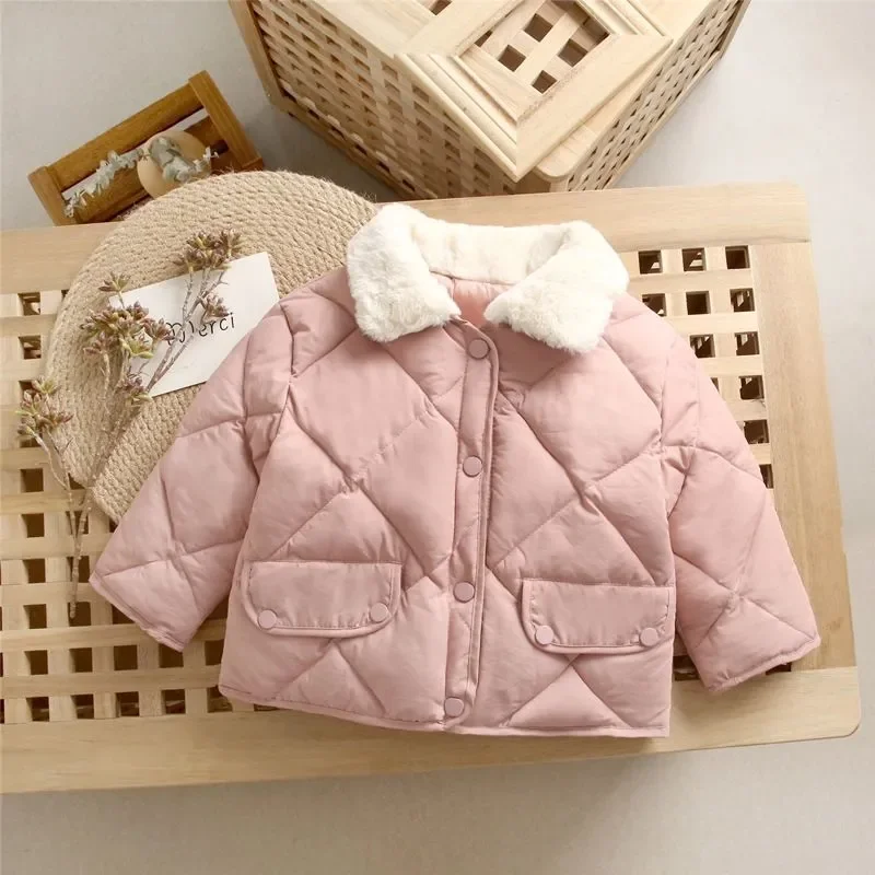 

2022 New Winter Children's Warm Cotton Jackets Girls Clothes Kids&Babys Rabbit Fur Collar Coats Korean Style For Boys Outerwears