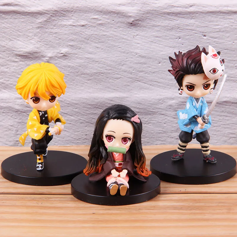 A no colorful box 3 шт./компл. QPosket демон убийца Kimetsu без Yaiba камадо Tanjirou Nezuko Agatsuma томилочка Giyuu Hashibira Inosuke фигурку игрушка - Цвет: A no colorful box