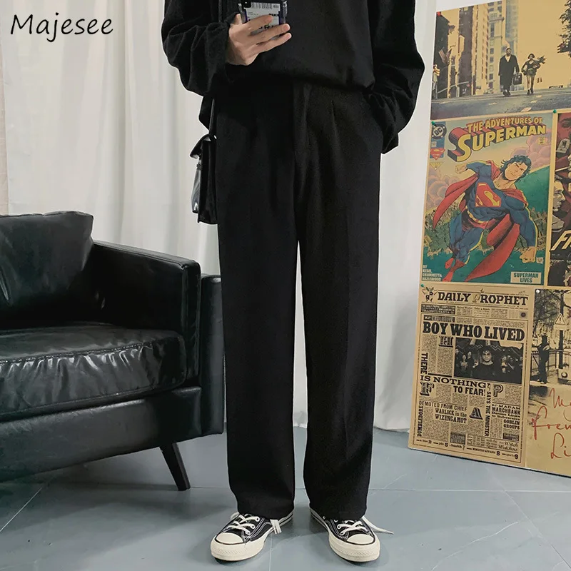 

Casual Pants Men Solid Ankle-length Fashion Simple Ins Straight Pant Korean Style All-match Harajuku Street Wear Spring Loose