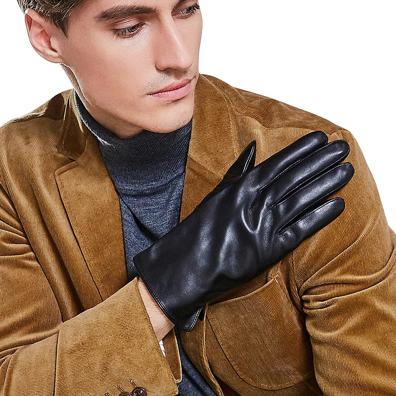 

Мужские зимние перчатки из натуральной овечьей кожи сохраняют тепло для вождения мотоцикла плюс бархатные плотные мужские перчатки для се...