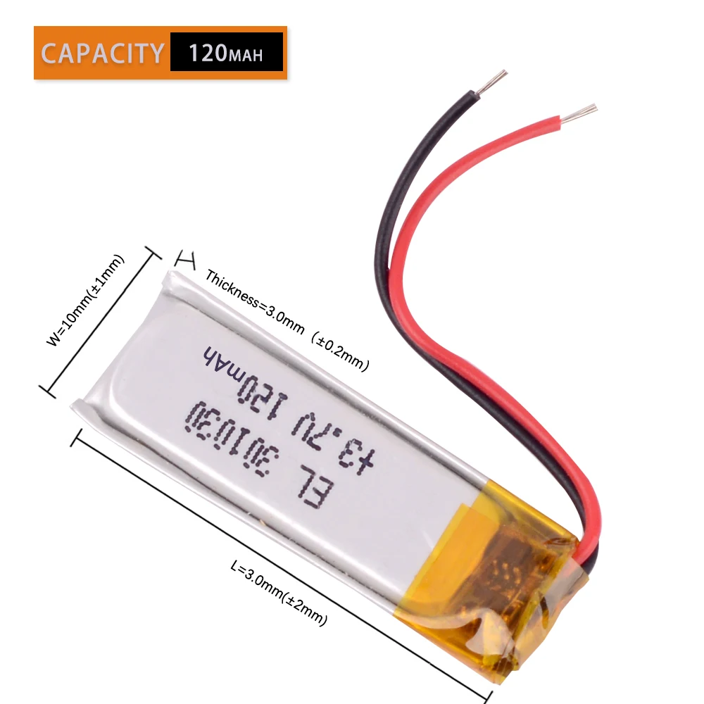 Фото Bluetooth-гарнитура 301030 3,7 В 120 мАч, полимерная литиевая батарея 301230, маленькая игрушка, ручка для звукозаписи №2