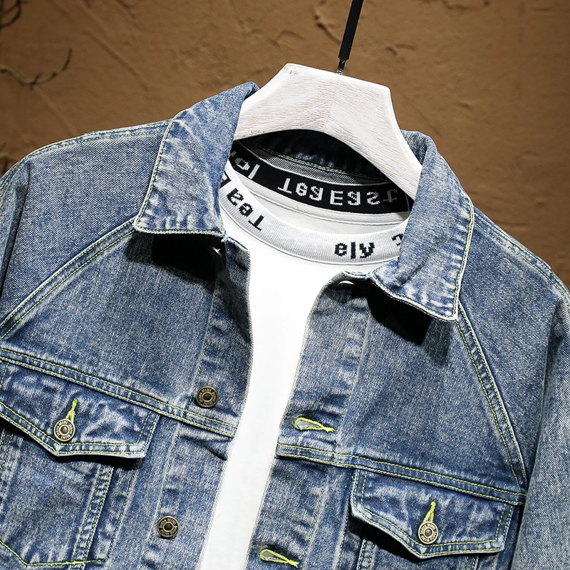 Мужская куртка и пальто Джинсовая трендовая джинсовая уличная хип-хоп модная