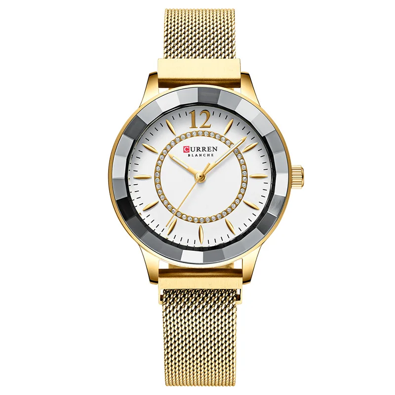 gold white CURREN лучший бренд роскошные женские часы модные кварцевые часы женские часы простые водонепроницаемые наручные часы подарок Relogio Feminino - Цвет: gold white