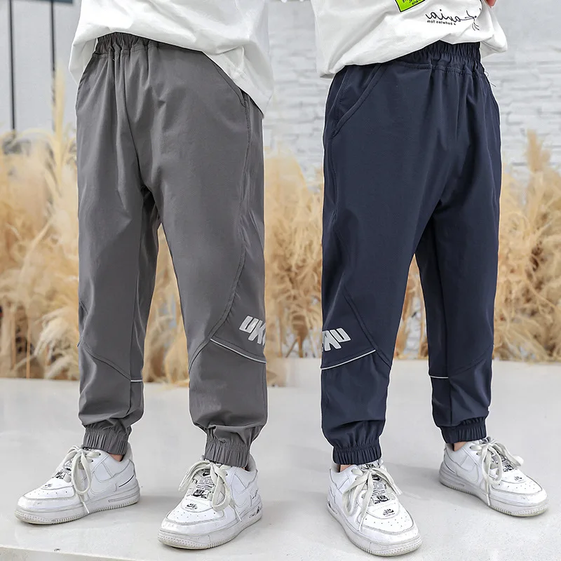 

New Boy Spring Summer Solid Color Linen Pleated Trousers Long Pants & Capris Kids Cotton Children Clothing Casual Pants High Qua