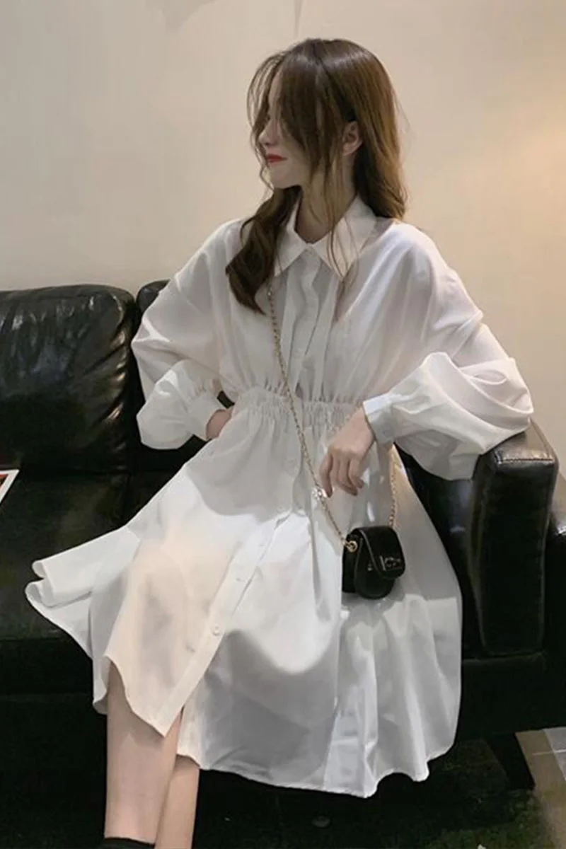 

2020 New Korean Style Autumn Retro Waist Hugging Slim White Summer fairy dress tea party lolita dress sweet lolita doll