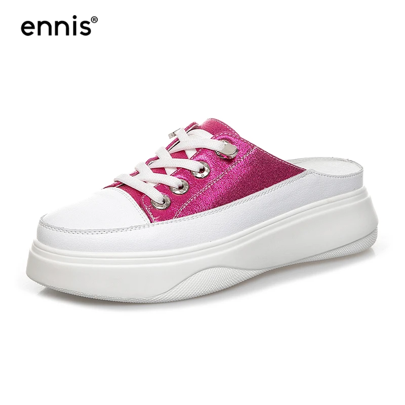 

ENNIS Fashion Women's Loafers Flat Platform Slipper Thick Bottom Shoes Summer Designer Bling Casual Shoes Silver Black New Y135