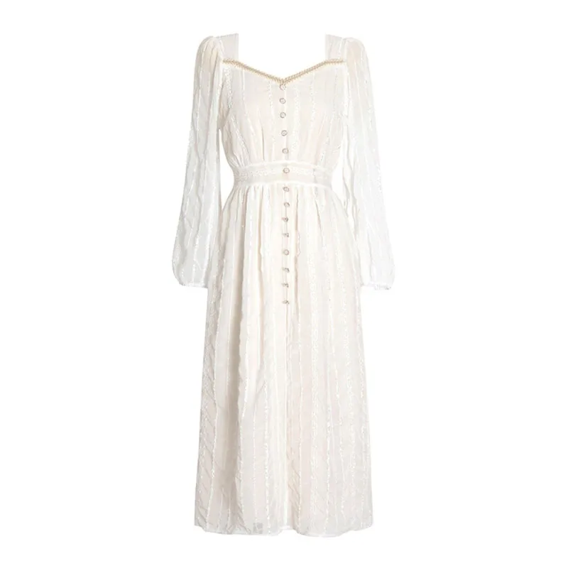 

Женское элегантное вечернее платье миди, праздничное винтажное однотонное платье во французском стиле с длинным рукавом, дизайнерское цел...