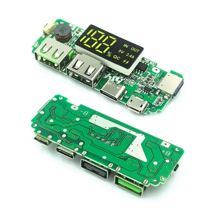 Светодиодный двойной USB 5V 2.4A Micro/Type-C Мобильный Внешний аккумулятор 18650 модуль