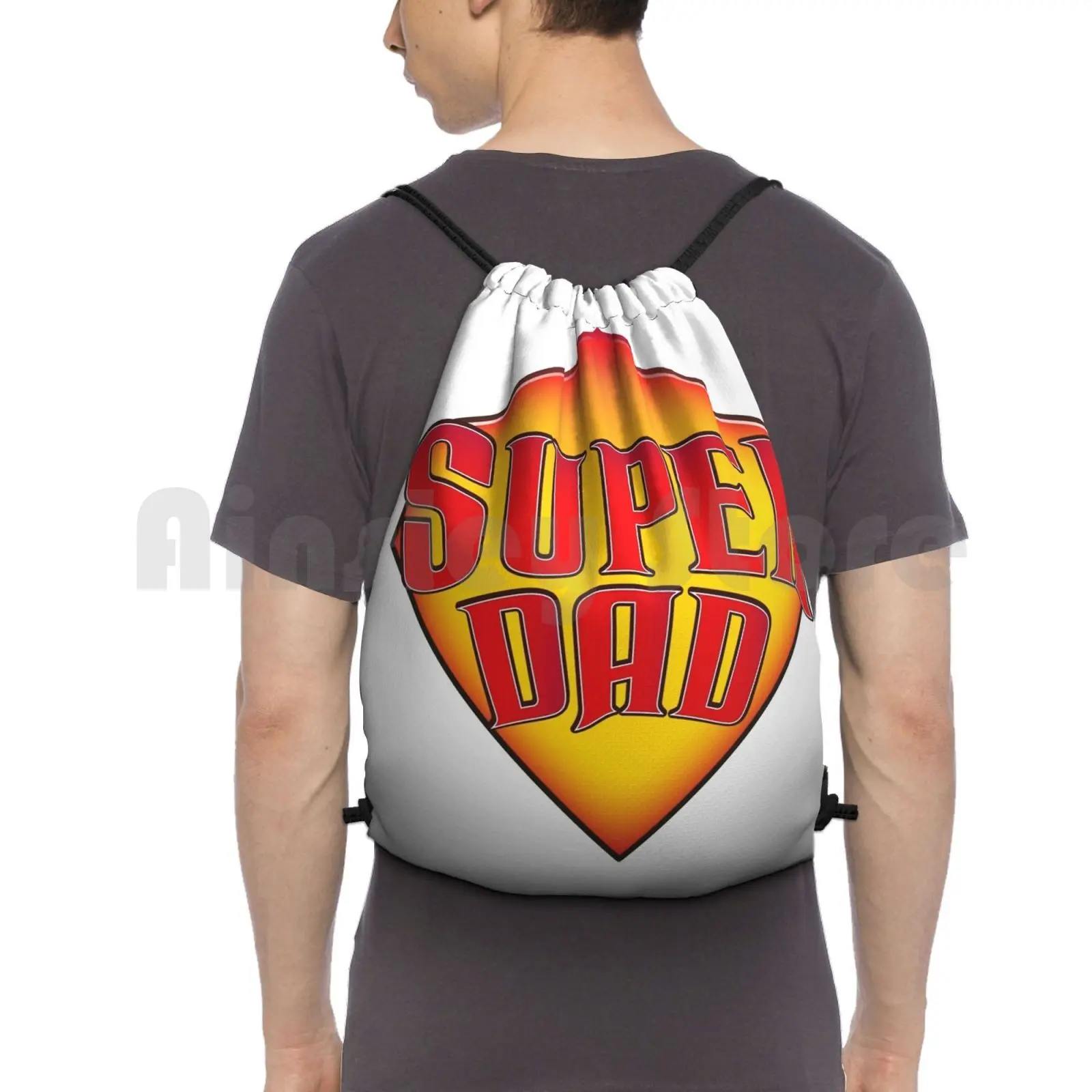 

Super Dad Backpack Drawstring Bags Gym Bag Waterproof Super Dad Father Love Grandpa Dad Cartoon Father Dad Funny Father