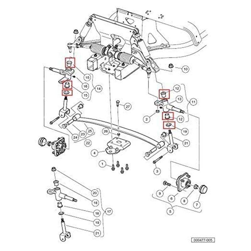 

Spindle Bushings Upper and Lower Bushings Bronze, King Pin Wave Washer, for Club Car Precedent Golf Carts 102288201