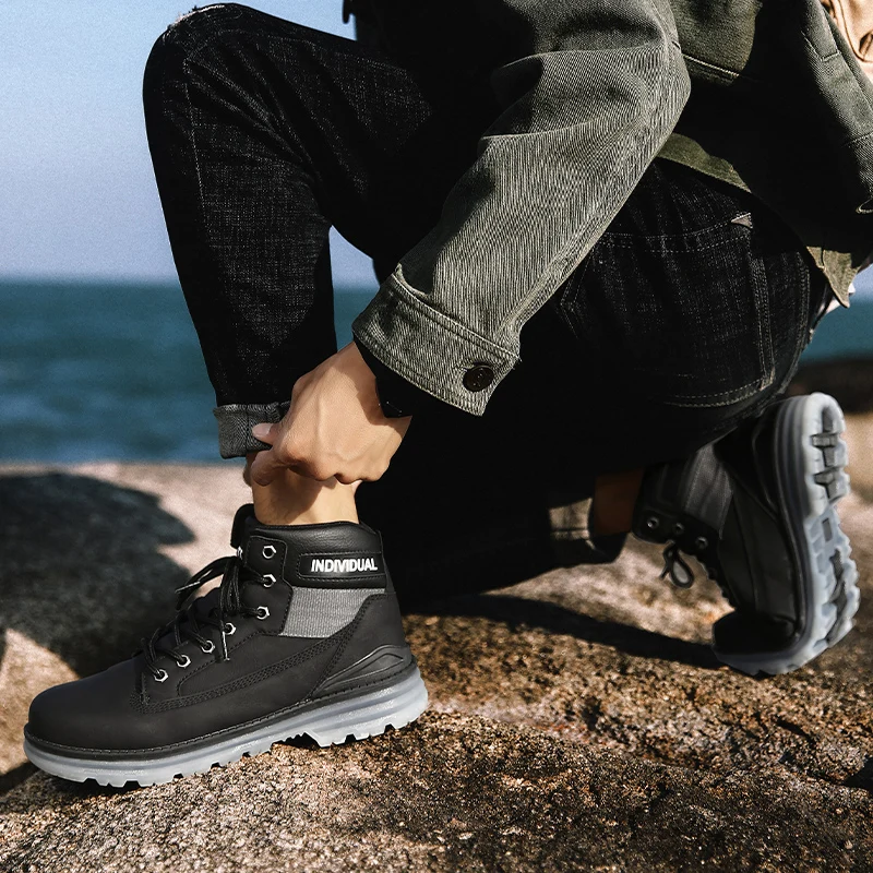

Winterhombre men mens shoes high wear flat shoe fashion leisure Sneaker leather hightop invierno boots causal sneaker man sports