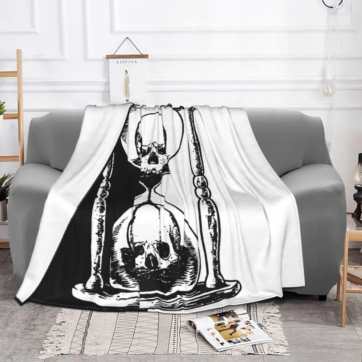 

Unus Annus Skull Merch Blankets Flannel Summer Death Horror Portable Soft Throw Blanket For Bed Bedroom Bedspread