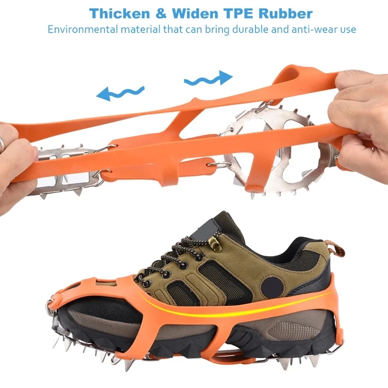 18 Teeth Anti-slip Covers for Shoes Non-slip Gripper Spikes for Winter Outdoor Climbing Ice Fishing Crampons Snow And Ice Cleats