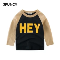 jfuncy spring autumn cotton plus size t shirts boys baby letter printing stitching color long sleeve t shirt loose child clothes