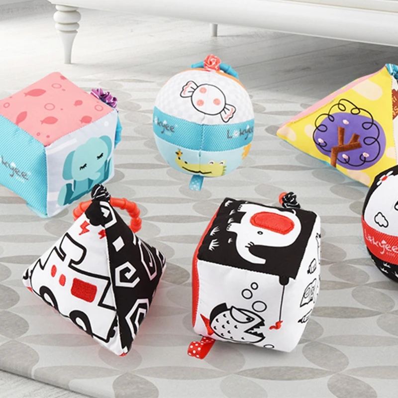 

Baby rattles plush pendant three-piece set of sensory puzzle cloth ball bedside DXAD