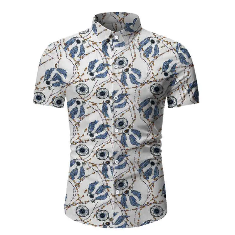 2020 Fashion Flower Men Shirt White yellow Print Shirts Hawaiian Slim Camisa Floral Masculina Summer Short Sleeve Tops | Мужская одежда