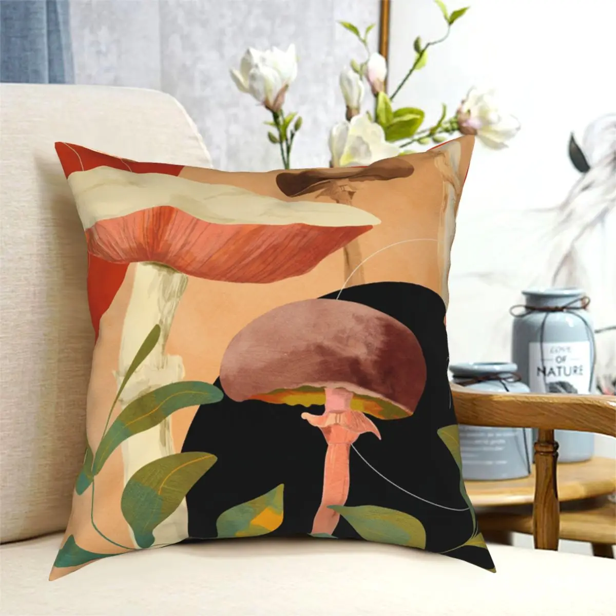 

Mid Century Leaves Plant Forest Watercolor Pillowcase Printing Fabric Cushion Cover Decorative Autumn Pillow Case Cover 18''