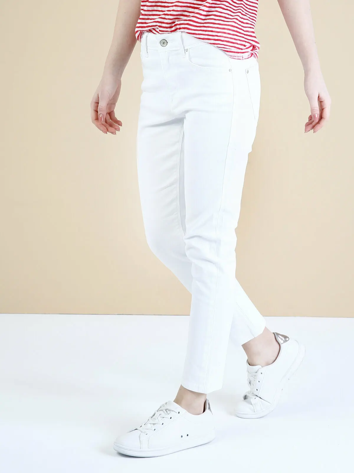 

Colins женские 891 Майя сигарета подходит белый высокая посадка сигареты ноги джинсовые брюки хули женские брюки для хули женские pa