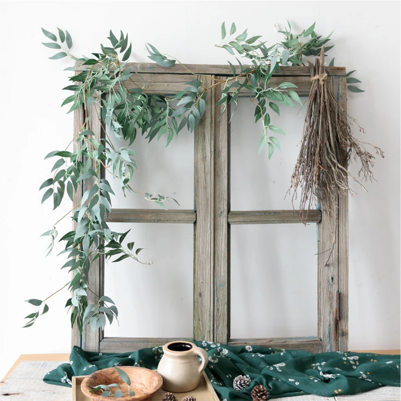 

Willow leaves decorative wicker vine plants wrapped indoor air conditioning pipeline creative occlusion simulation flower vines