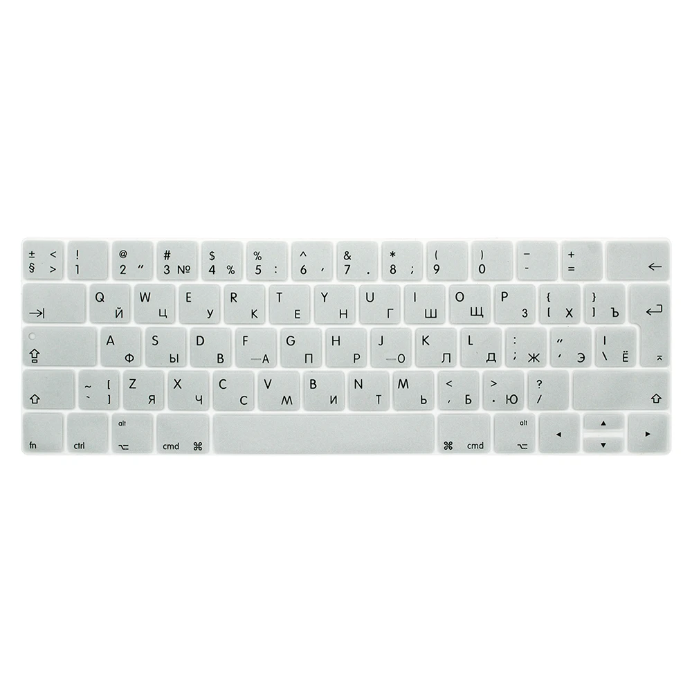 ЕС русский для Macbook pro 13 15 дюймов клавиатура защитная пленка цветная клавиатура чехол для сенсорной панели A1706 A1707 A1989 A1990 A2159 - Цвет: Серебристый