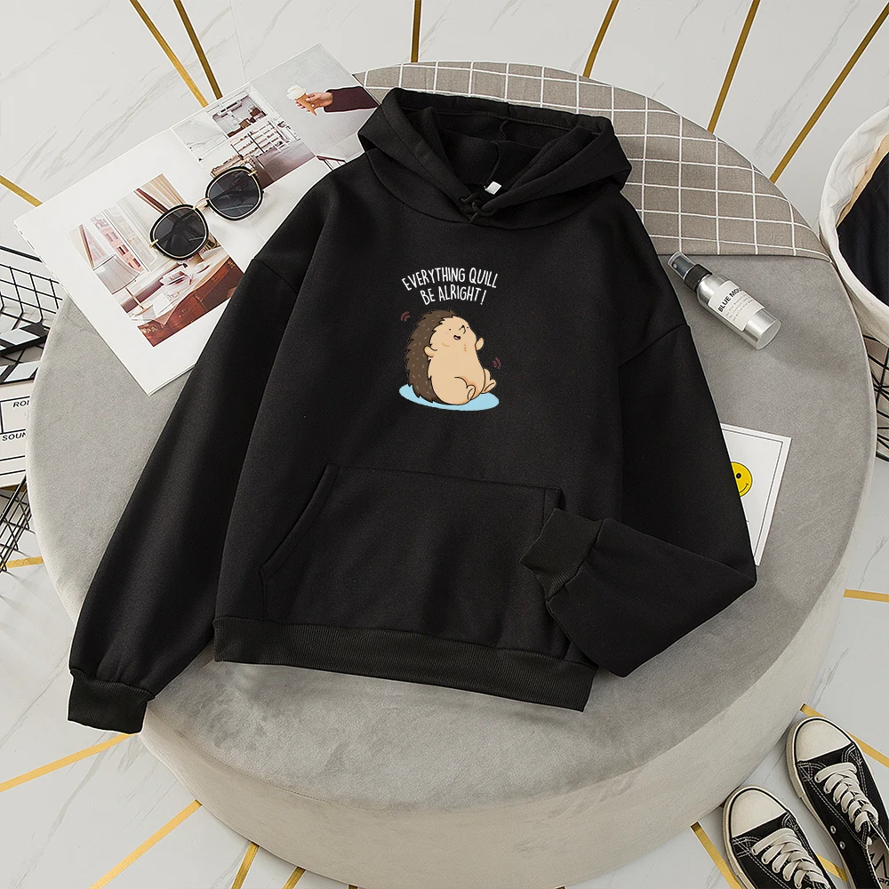 Cartoon Fleece Hoodie Feminine Itself Animal Printed Sweetshirt for Girls Sweterek Damski Woman Harajuku Sweatshirts Comfortable