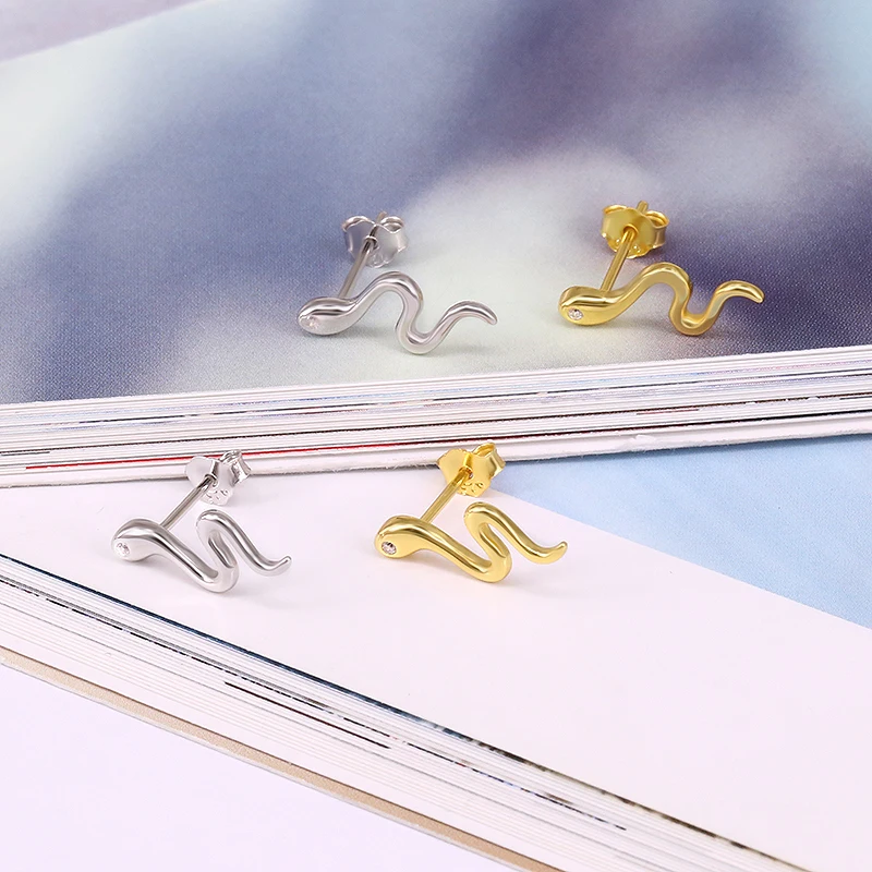 Женские серьги змеи в стиле панк серебро 100% пробы|Серьги-гвоздики| |