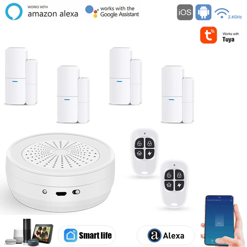 

Wireless Home Security Alarm System Tuya Smart Life IOS Android APP Remote Voice Control Support Alexa Google Home 120dB Burglar