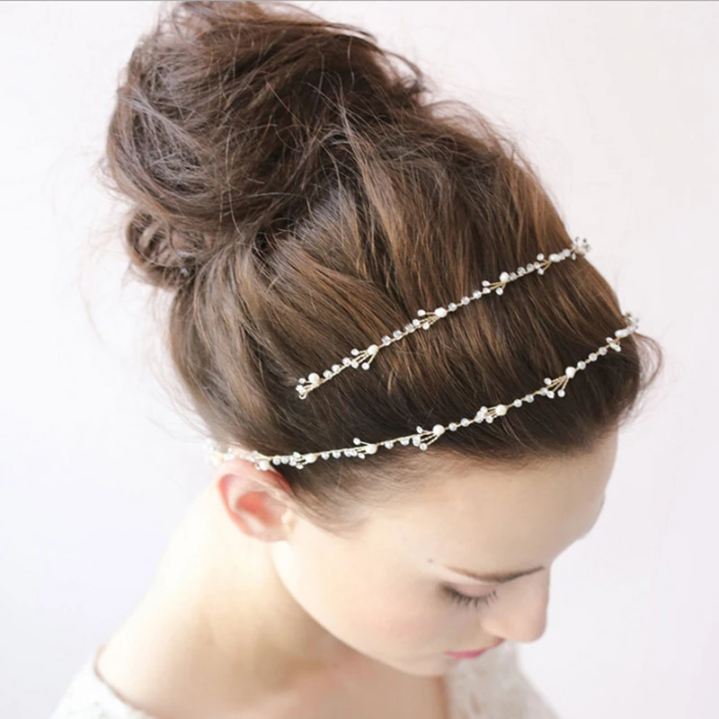 New Wedding Bride Crystal Pearl Hair Accessories Fashion Headdress Bridesmaid Headband Mujer Jewelry For Women Clips | Украшения и