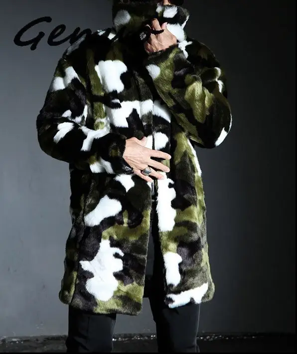 Мужская куртка из искусственного меха камуфляжная теплая с лацканами и