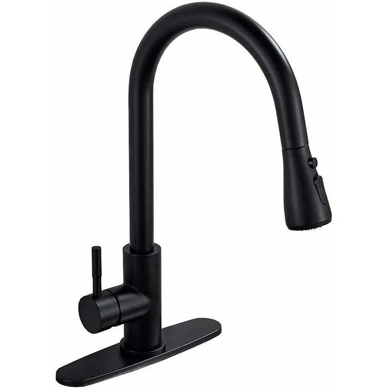 

Black 304 Stainless Steel Kitchen Pull Down Sprayer Faucet Telescopic Multifunctional Outlet Water Effect 360 Degree Rotation