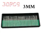 30 шт. 3 мм Мини сверла алмазные боры шлифовальный круг абразивный хвостовик древесина камень гравировка для Dremel электроинструменты аксессуары