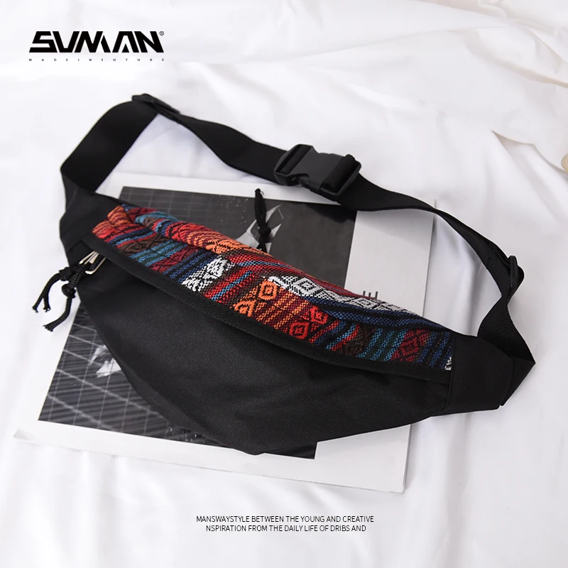 

Casual Nylon Chest Pack Bag Printed Waist Bag Zipper Ladies Casual Elegant Lightweight Daily Pack Street Chest Belt Pouch DF50CP