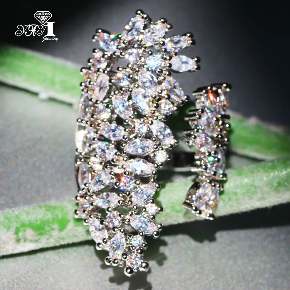 

Wholesale YaYI Jewelry Fashion Princess Cut AAA+ White Cubic Zirconia Silver Color Engagement Wedding Party Adjustable Rings