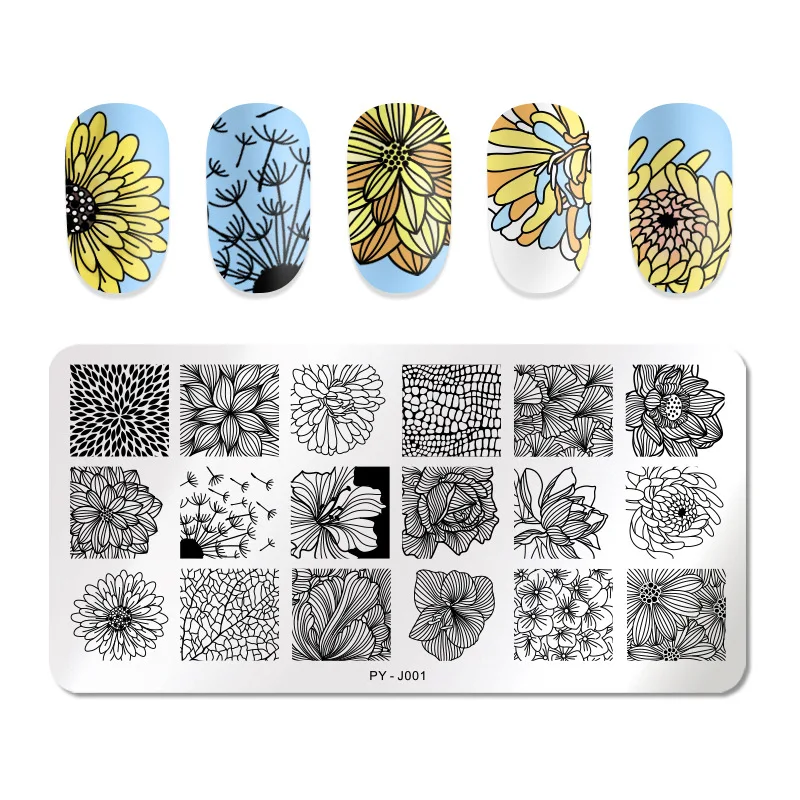 

Nail Art Stainless Steel Printing Plate Blue Film Steel Plate Geometric Flower Series Painted Printing Transfer Template