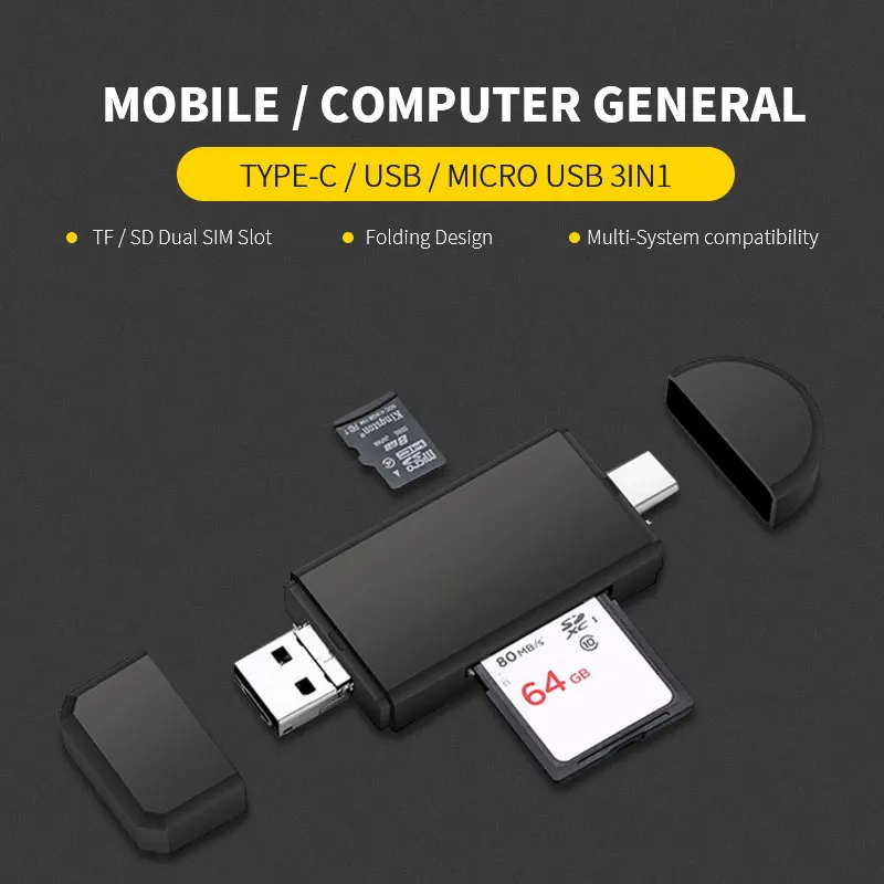 Оптовая продажа 3 в 1 OTG Type C кардридер Тип USB 2 0 микро комбо слота устройство для