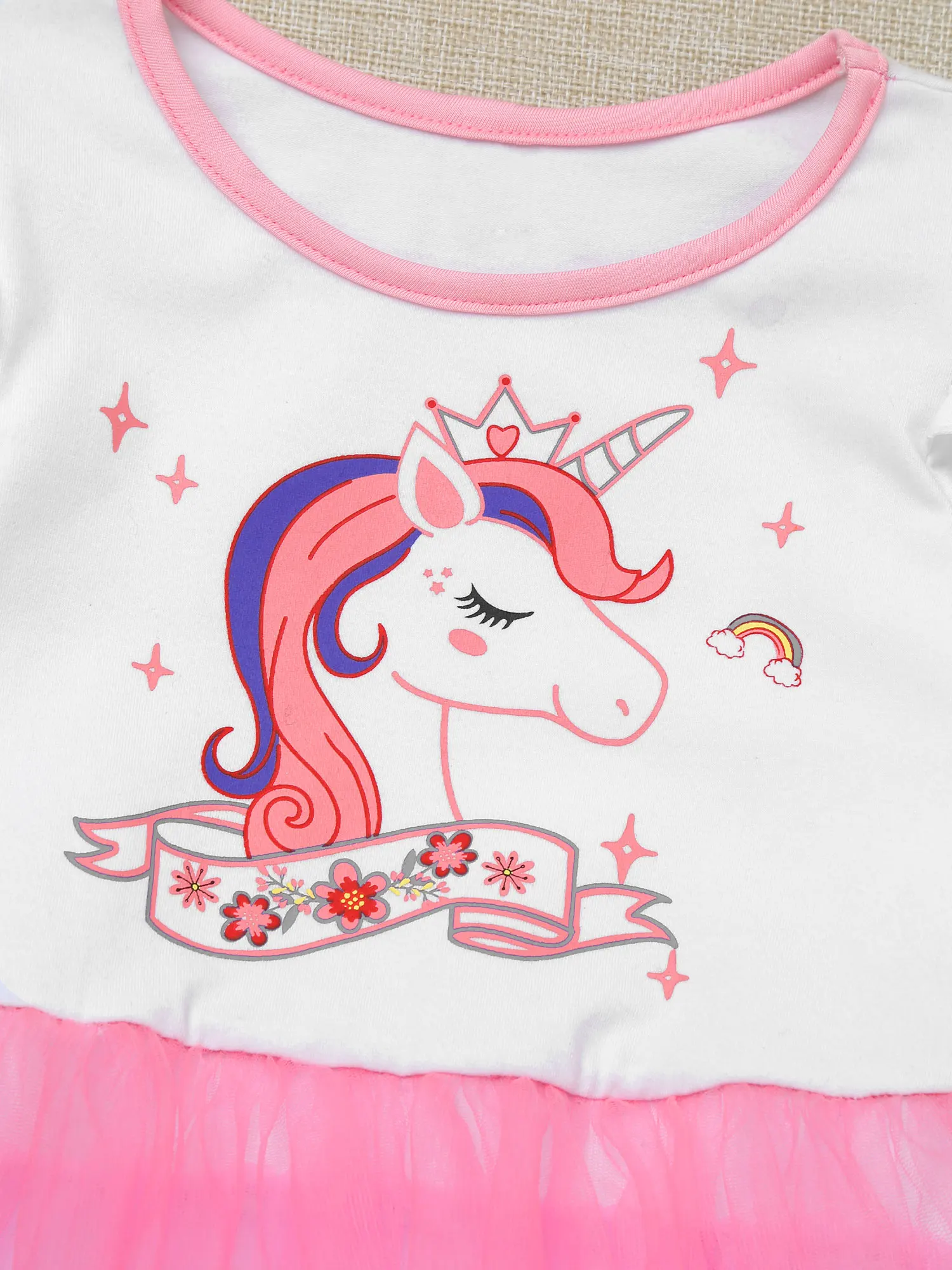 

Kids Girls Fancy Dance Dresses Daily Casual Outfits Round Neckline long Sleeves Cartoon Printed Tutu Mesh Dress Children Clothes
